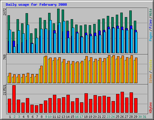 Daily usage for February 2008