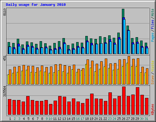 Daily usage for January 2010