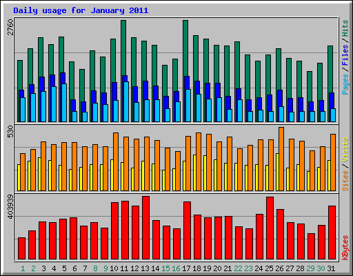 Daily usage for January 2011