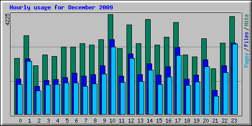 Hourly usage for December 2009