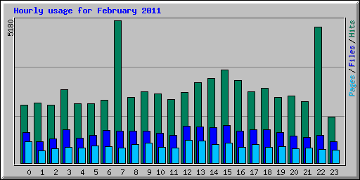 Hourly usage for February 2011